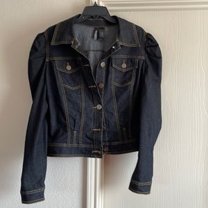 XL black princess long sleeve jean jack with gold stitching